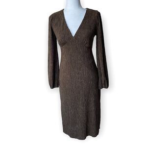 All in Favor Brown Empire Waist Midi Dress SZ S NWT